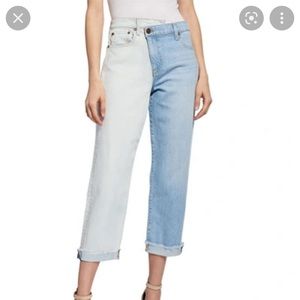 Alice and Olivia Two Tone High Rise Jeans